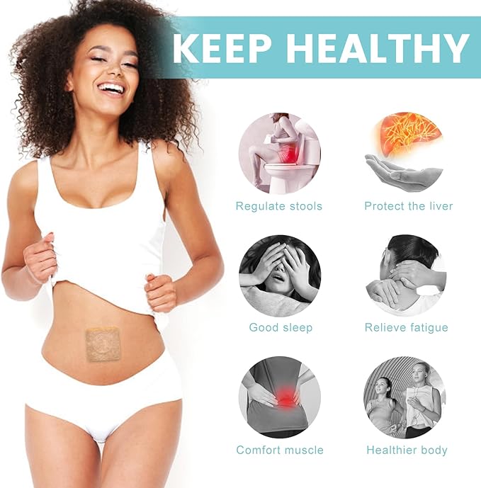 36Pcs Castor Oil Pack Wrap, Organic Cotton Castor Oil Patches for Belly Button, Disposable Self-Adhesive Pads, Portable Anti Leakage No Wash Kit