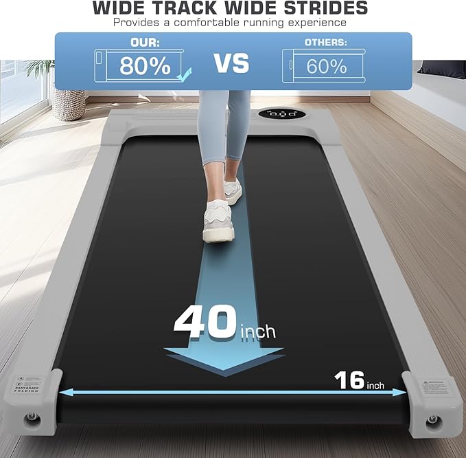 Under Desk Walking Pad for Home Office - 2.5 HP Portable Treadmill With 300 lb Capacity, Compact Jogging Running Machine, Remote Control and LED Display