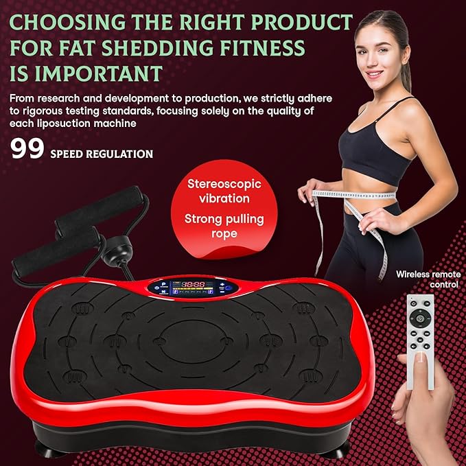 Vibration Plate Exercise Machine Weight Loss, Power Vibration Plates for Lymphatic Drainage, Full Body Workout Vibrating Plate Automatic Mode P1-P4 Fitness Platform, 300 Lbs Capacity