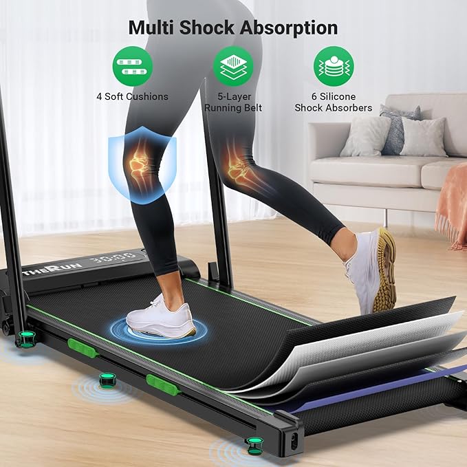 THERUN Walking Pad, 2 in 1 Foldable Treadmills for Home, 2.5HP Under Desk with Handle Bar, 16" Widened Running Belt, with Remote Control & LED Touch Screen