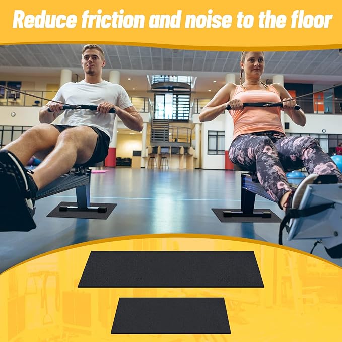 Riakrum 2 Pieces Rower Mat Compatible with Model D Concept 2 Rowing Machine Anti Slip and High Density Thick Floor Mat for Home Gym Foam, Black