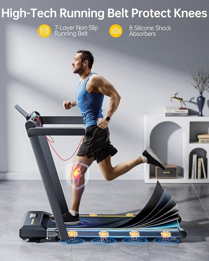 Walking Pad Treadmill with 12% Incline and Handle Bar, 4 in 1 Folding Treadmill for Home/Office, Under Desk Treadmills Portable Walking Pad with App & Bluetooth Speaker, 0.6-10MPH