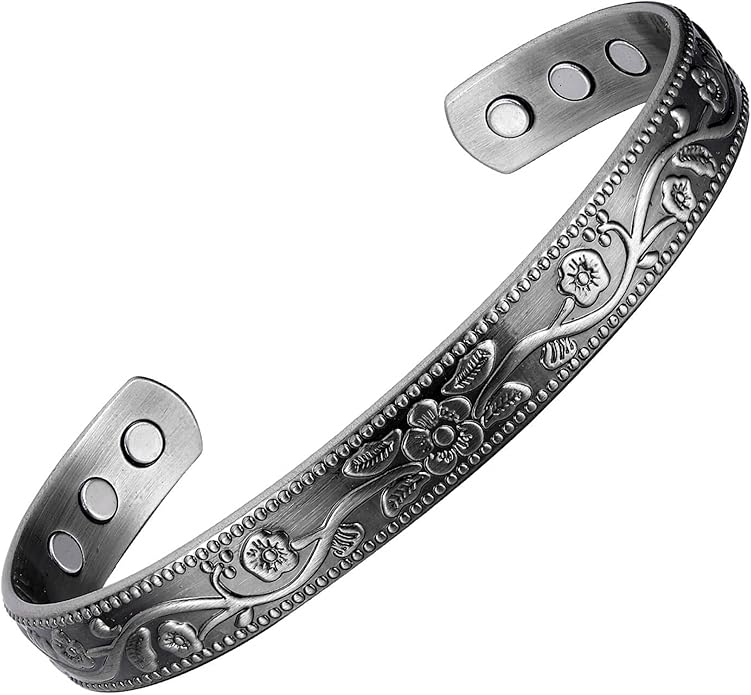 Earth Therapy Minimalist Design Magnetic Field Cuff Bracelets for Men & Women - Ultra Strength - Adjustable