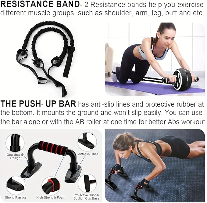 Abdominal Wheel, Ab Roller Wheel Exercise Equipment, Abdominal Exerciser, Beginners and Advanced Abdominal Core Strength Training Core Strength Exercise