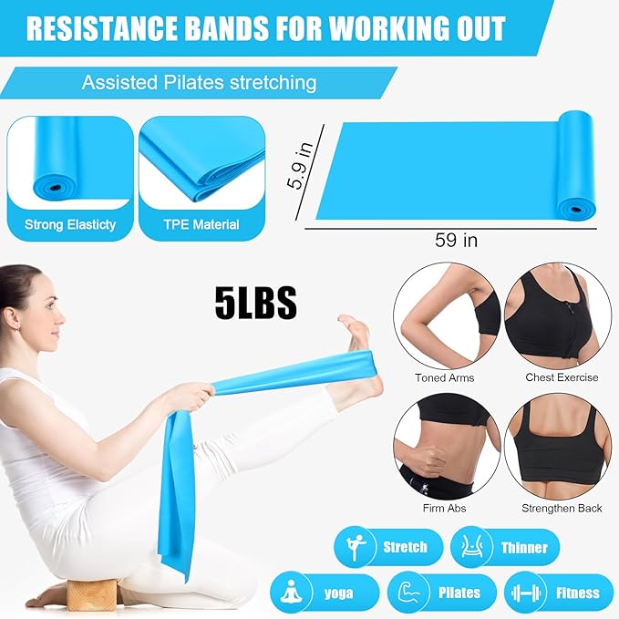10 Pcs Home Pilates Ring Set for Women Yoga Equipment Accessories Pilates Ring Circle and Ball Workouts Gift Include Ball Yoga Circle Resistance Bands Block Straps Gym Bag
