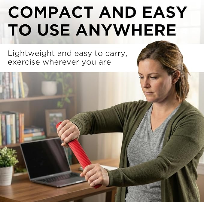 THERABAND FlexBar, Tennis Elbow Therapy Bar, Relieve Tendonitis Pain & Improve Grip Strength, Resistance Bar for Golfers Elbow & Tendinitis, Red, Light, Beginner