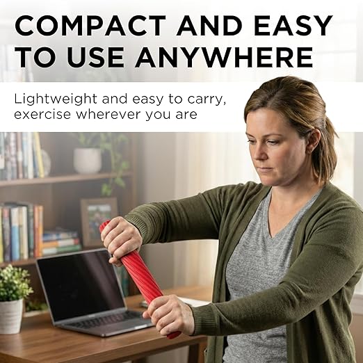 THERABAND FlexBar, Red, Light Level, Therapy Bar, Hand & Wrist Strength, Tennis & Golfer’s Elbow, Tendonitis, Rehab Tool for Grip Training and Protection from Aches, Retail Packaging