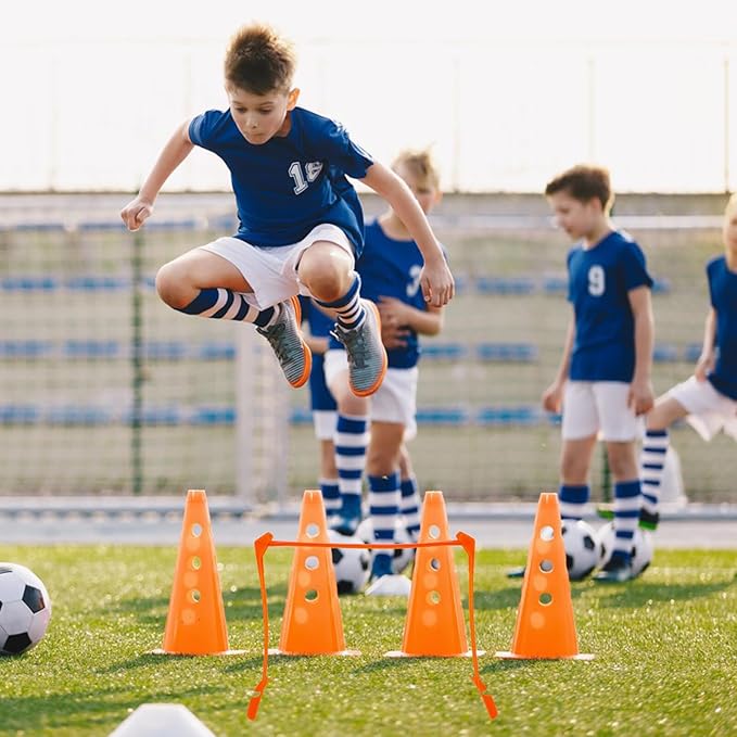SUPVOX Adjustable Foldable Football Hurdle Speed Agility Training Equipment Orange Plastic Track Hurdles for Soccer Players Practice