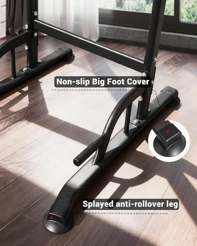 Power Tower Pull Up Bar Station, Height Adjustable Free Standing Dip Station, Home Strength Training Fitness Workout Equipment for Home Gym