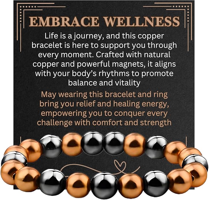 Copper Bracelet for Men and Women, Strength Mens Magnetic Copper Bracelets with 3,800 Gauss Magnets, 99.99% Pure Solid Copper, Handmade Copper Jewelry Gift
