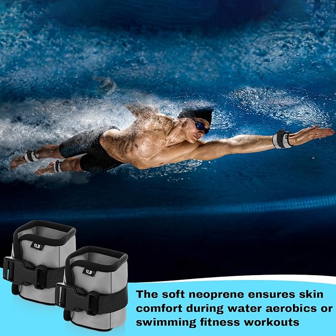 2 Pairs Ankle Wrist Weights for Land or Aquatic Exercise Aqua Cuffs Aqua Aerobics Fitness Bands for Ankle and Wrist Adjustable Weights for Swimming Pool Workout Equipment