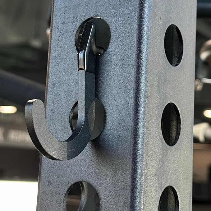8PSC Power Rack Attachments Hooks,Squat Rack Accessories Hook,DIY Storage Hook for Resistance Bands Barbell Collars and Gym Accessories (2PCS-Black)