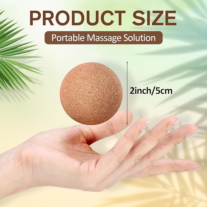 50 Pcs Cork Massage Ball Solid Hard Myofascial Release Yoga Ball for Back Foot Neck Pain Therapy Portable Tissue Muscle Release Tool for Home Office Travel (2 Inch)