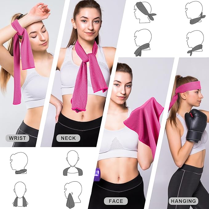 4 Pack Cooling Towel (40"x12"), Soft Breathable Chilly Towel, IceTowel, Microfiber Towels for Yoga, Sport, Running, Workout,Gym, Camping, Fitness, Workout & More Activities(Multicolor)