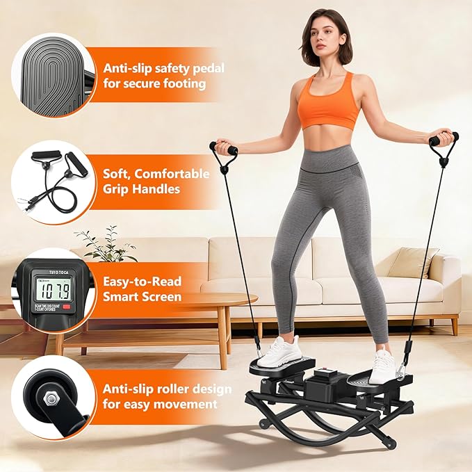 ERGOLIFE Rocking Stepper Side to Side for Home, Workout Machine Portable Compact Side-to-Side Rocker Steppers for Legs, Glutes, Abs