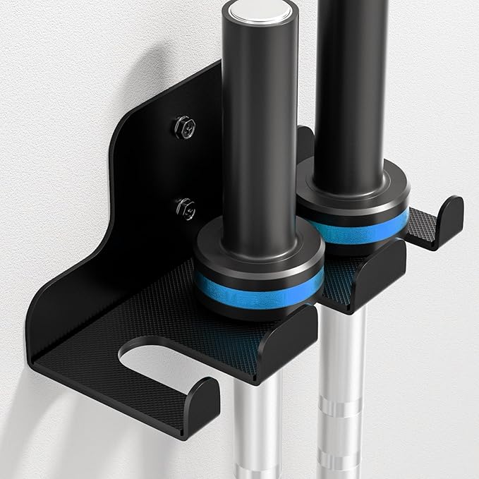 Barbell Wall Holder,Olympic Hanger,Garage Gym Bar Wall Rack,Vertical Barbell Mount Rack,Space Saving Commercial or Home Gym Accessory,Holds Under 33mm Bar Size