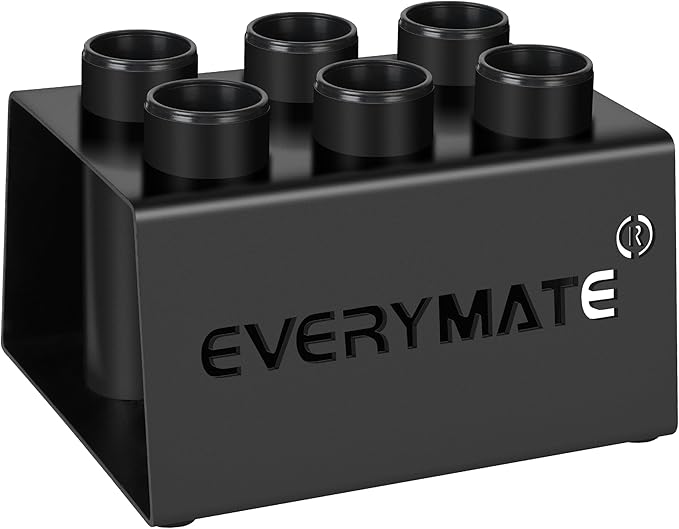 EVERYMATE Vertical Barbell Rack - Heavy-Duty Steel Organizer, Barbell Holder Floor Stand, Fits 2" Olympic Bars with Scratch-Resistant Inserts, Space-Saving for Home/Garage/Commercial Gym