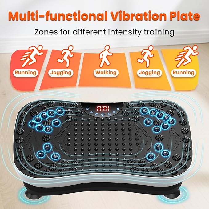 AXV Vibration Plate Fitness Platform Exercise Machine Vibrating Lymphatic Drainage Shaking Workout Full Body Shaker Vibrate Stand Shake Board Sport Gym Pad for Weight Loss Fat Burner for Women Men