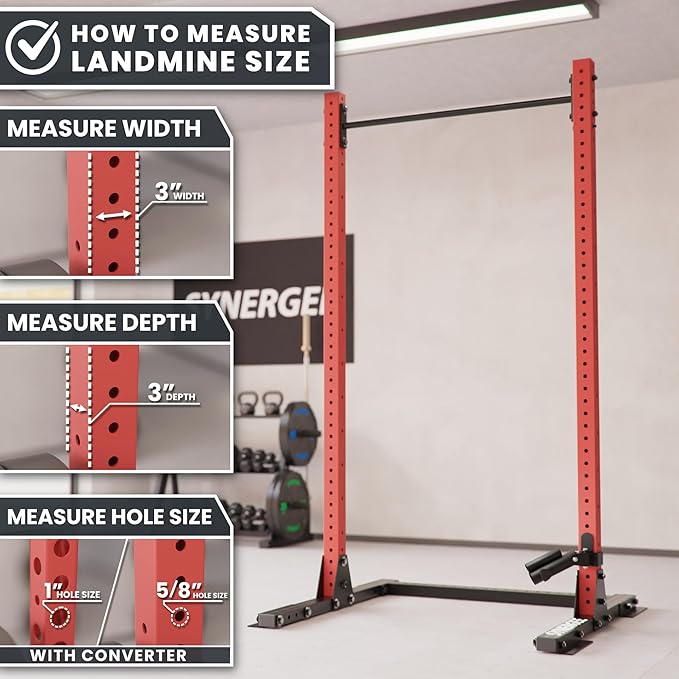 Synergee Landmine Attachment for Power and Squat Racks. Fits 2x2, 2x3, and 3x3 Racks. Rotational Trainer for Presses, Rows, Core & Full-Body Workouts. Works with 1" & 2" Barbells.
