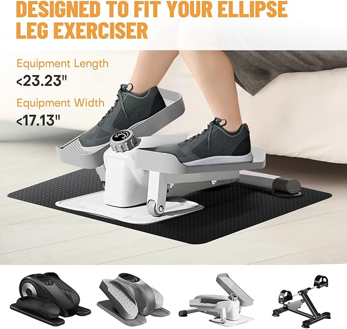 Under Desk Elliptical Mat - Non-Slip Exercise Equipment for Peloton Bike, Small Exercise Mat for Desk Workout Equipment