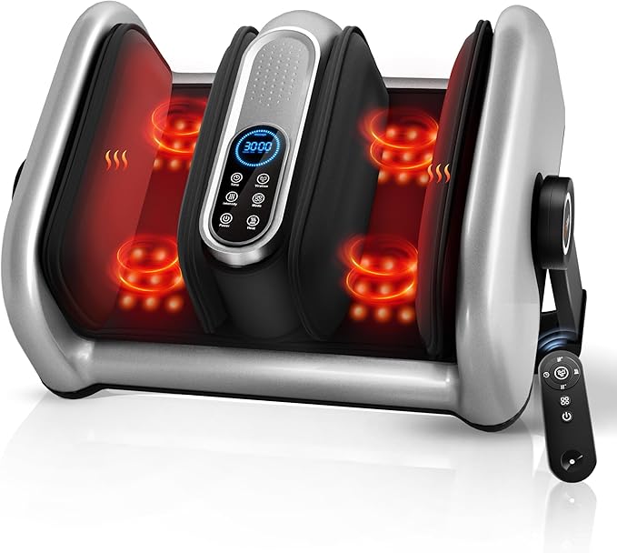 Shiatsu Foot Massager Machine with Heat : Deep Kneading Calf Massager with Vibration for Plantar Fasciitis, Neuropathy, Pain Relief, Circulation - for Home and Office Use