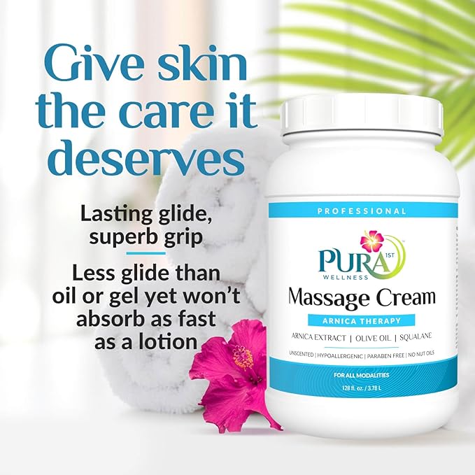 Arnica Therapy 1 Gallon Massage Cream, Arnica Extract, Professional, Massage Therapy, Deep Tissue, Unscented, Hypoallergenic, Natural Ingredients, Skin Hydrating, Moisturizing, for Bruising