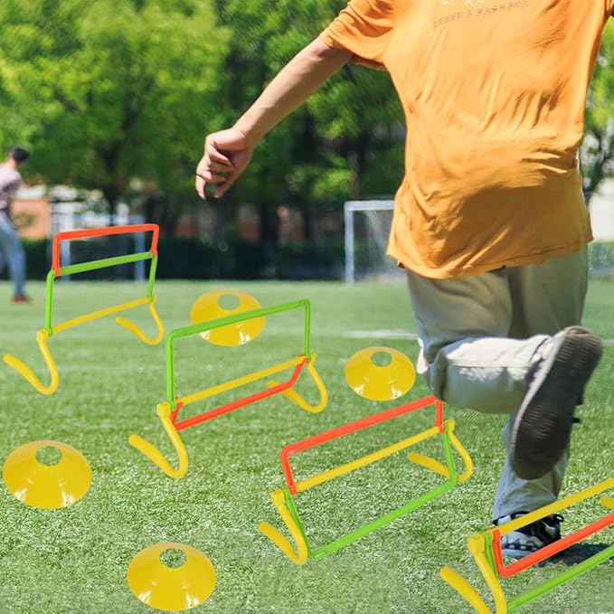 TNZMART Agility Hurdles, Adjustable Training Hurdles with 4 Heights and 3 High Visibility Colors for Soccer, Agility and Fitness Training