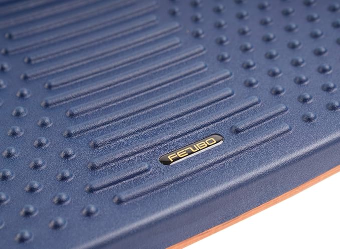 FEZIBO Standing Desk Mat with Anti Fatigue Bar, Wooden Wobble Balance Board with Ergonomic Design Comfort Floor Mat