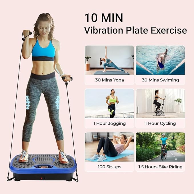 MAMIZO Vibration Plate Exercise Machine, Full Body Workout Shake Board Vibrate Platform for Lymphatic Drainage Weight Loss, with Loop Bands & Remote, Workout Equipment for Home Women Men