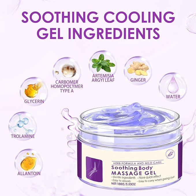 Soothing Body Massage Gel for Daily Use - 3.53oz, with Artemisia Leaf & Ginger Extract, Lightweight Non-Greasy Formula with Cooling Sensation(2)