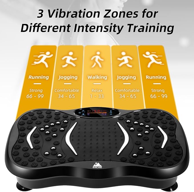 Himaly Vibration Plate Machine, Vibration Fitness Trainer with Bluetooth Speaker, 5 Program Modes, 2 Resistance Bands, Home Exercise Equipment for Fitness Body Toning