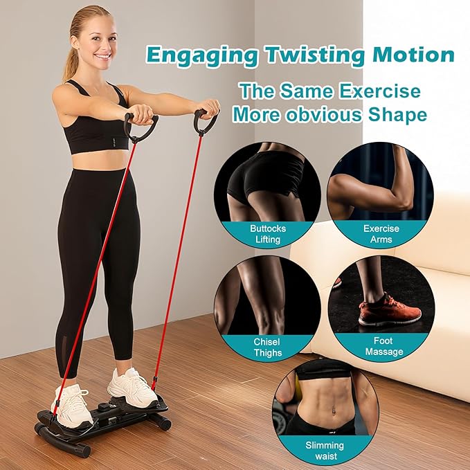 Waist Twister Machine, Adjustable Exercise Twist Board for Women Men, Noiseless Ab Twister for Home Gym Equipment, 330 lbs Capacity with Timer, Reps, Calories with Digital Display