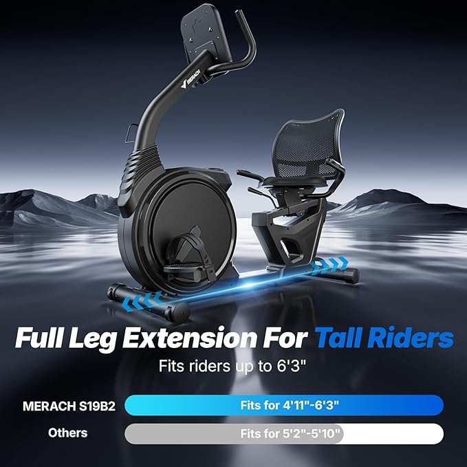 MERACH Recumbent Exercise Bikes for home, Light Commercial High-end Recumbent Bike for Seniors Adults, Magnetic Recumbent Exercise Bike with Smart Bluetooth and Exclusive App, LCD, Heart Rate Handle