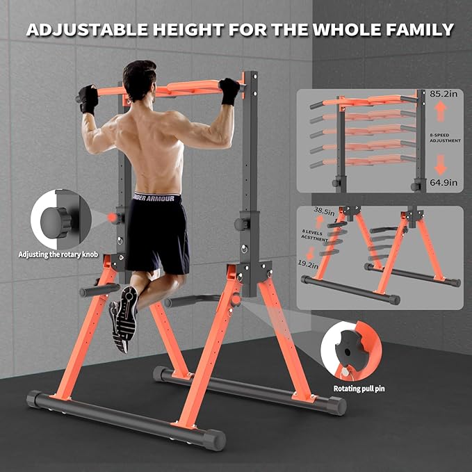 Pull Up Dip Station For Home Gym Strength Training Fitness Workout Station Chin-Ups Push-Ups Pull-Ups Dip-Ups 330LBS T055CDC