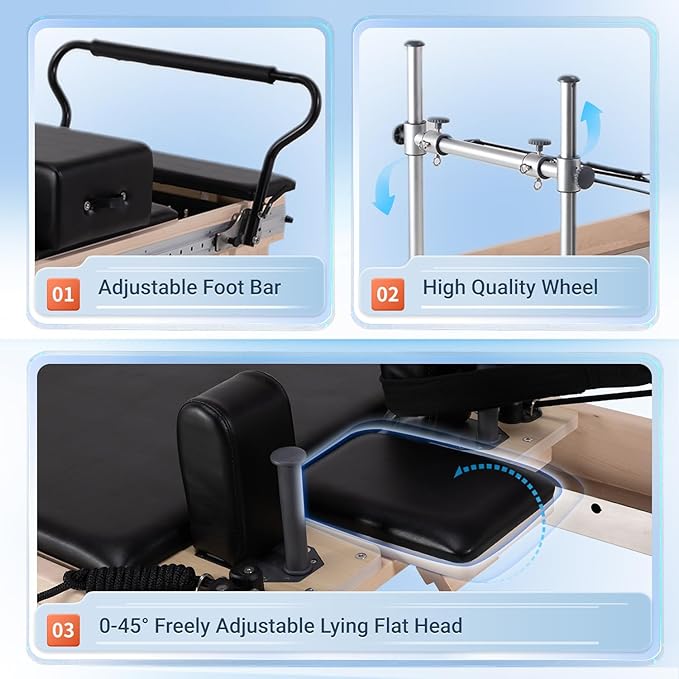 Pilates Reformer,Pilates Reformer Equipment with Reformer Accessories, Reformer Box, Padded Jump Board, Reformer Pilates Machine for Home Workouts