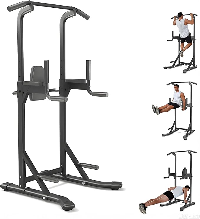Power Tower Pull Up Bar Dip Station, 450LB Heavy Duty Carbon Steel Pullup Stand for Home Gym, Freestanding Strength Training Equipment, Bodyweight Workout Station, Indoor Fitness Rack, Chin Up Dip Bar