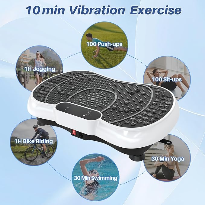 Bigzzia Vibration Plate Exercise Machine for Weight Loss – 100-Speed Platform with Remote & Resistance Bands, 450 lbs Capacity – Quiet Full Body Workout for Lymphatic Drainage at Home