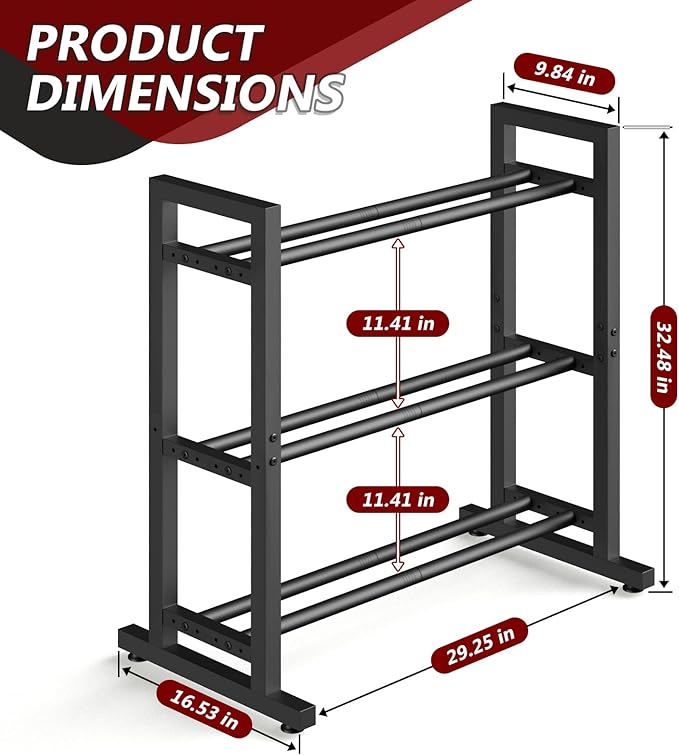 Dumbbell Rack Weight Rack Dumbbell Rack Stand Only 3 Tier Weight Storage Racks Adjustable Width Weight Storage Organizer for Home Gym Up to 450 lb Capacity (Dumbbells Not Included)