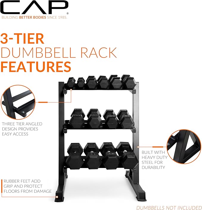 CAP Barbell Heavy-Duty Dumbbell Rack Pound Dumbbell Pairs