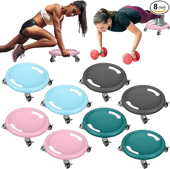 8 Pcs Abdominal Exercise Roller Wheel Abdominal Exercise Sliders for Core Workout AB Wheel Exercise Board Abdominal Board Trainer for Abdominal Core Strength Training, AB Workout Equipment