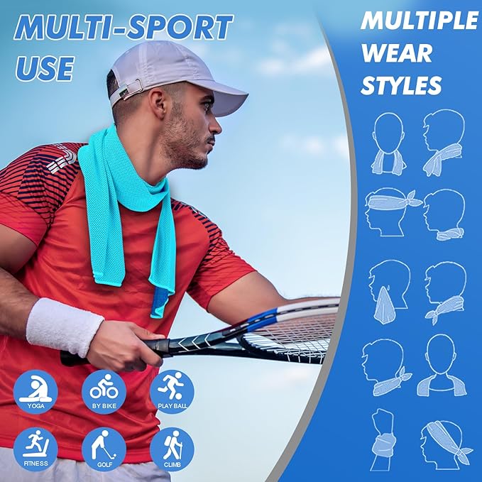 6 Pack Cooling Towels (47"x12") for Neck and Face, Ice Towel for Hot Weather, Soft Breathable Chilly Gym Towels, Microfiber Towel for Work Out, Yoga, Running, Camping & More Activities