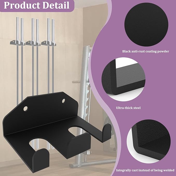 Heavy Duty Olympic Barbell Hanger,Vertical Barbell Mount Rack,Black Powder Coated Garage Gym Bar Wall Rack Space Saving Bar Holder Suitable for for Home, Commercial, Garage Gym