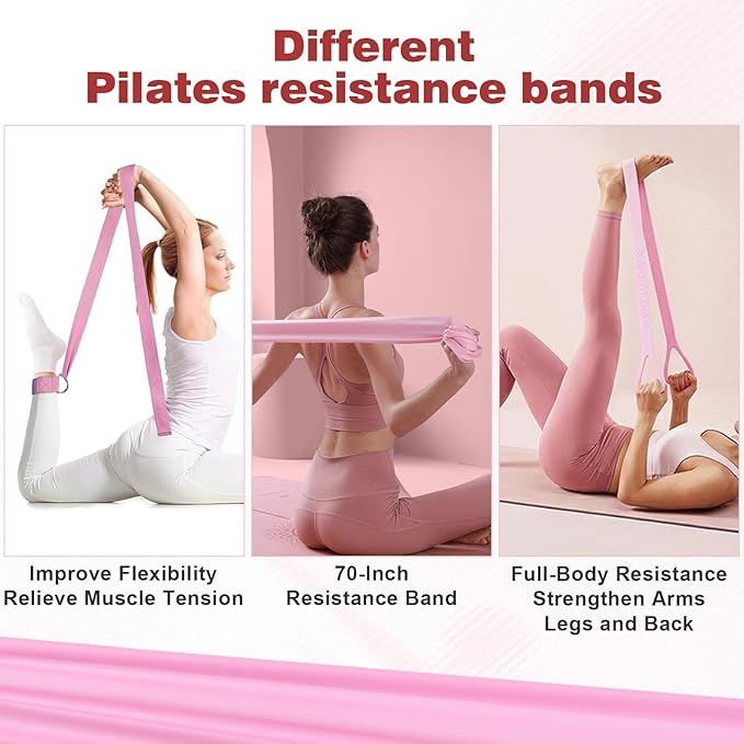 Home Pilates Equipment Kit for Women, 13-in-1 Pilates Ring & Ball Set with 5 TPE Resistance Bands, Ankle Weights, Figure-8 Pull Band, Stretch Strap & Waterproof Carry Bag
