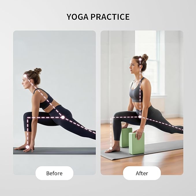 PROIRON Yoga Blocks, 2 Pack Supportive High Density Premium Eva Foam, Soft Non-Slip Surface with Curved Edges Stretch Blocks For Yoga, Pilates, Stretching