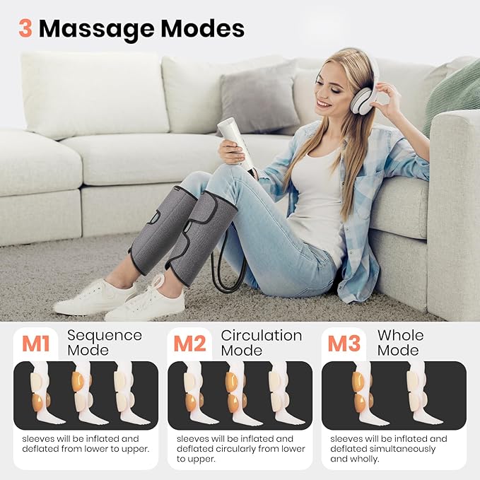 SHINE WELL Calf Massager for Circulation, Leg Compression Massager for Circulation and Pain Relief fsa with 3 Modes 3 Intensities 2 Timing, for Restless Legs Syndrome Relief
