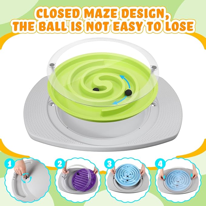 Maze Balance Board for Kids, 3 Replaceable Labyrinth Boards with 2 Balls, 20 Inch Plastic Toddler Wobble Board Rocker for Sensory Training, Non-slip Pedals, Max Load 130 Lbs
