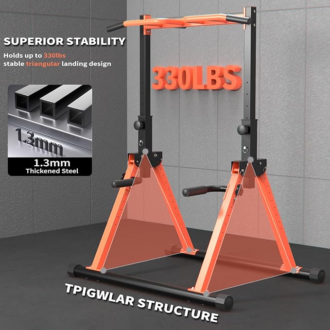 Pull Up Dip Station For Home Gym Strength Training Fitness Workout Station Chin-Ups Push-Ups Pull-Ups Dip-Ups 330LBS T055CDC