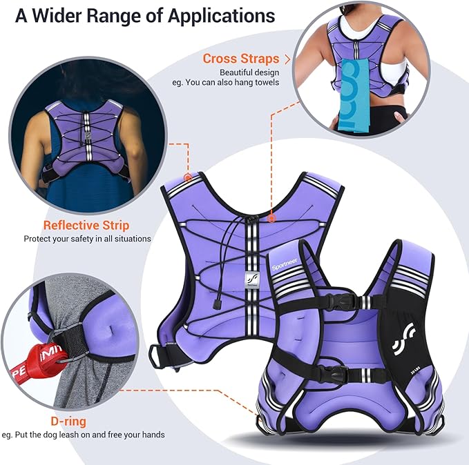 Sportneer Weighted Vest Woman: 8lb/12lb/15lb/20lb/25lb Weight Vest for Walking with Phone Bag, Adjustable Women Weighted Vest for Running Rucking Vest for Jogging Strength Training Weight Loss