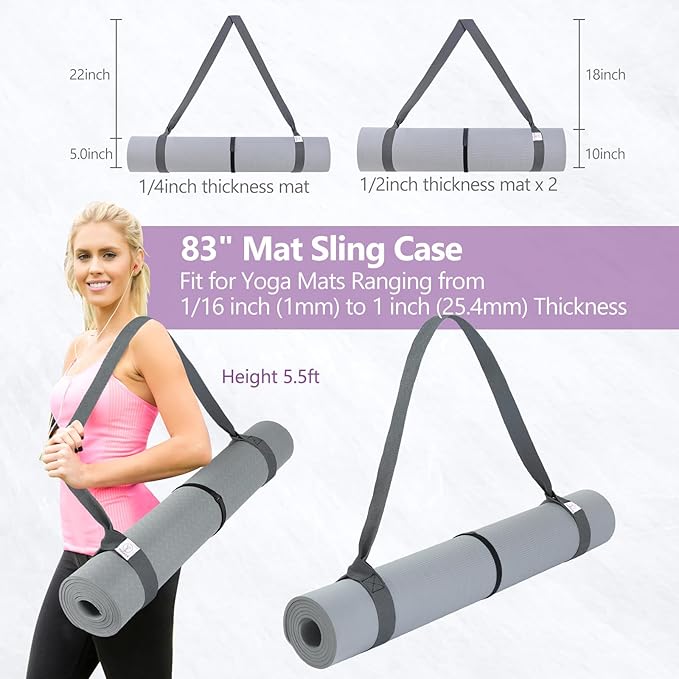 YOGAER Yoga Mat Carrier Strap, Adjustable Thick Straps Sling for Carrying Large Mats, Stretching Band