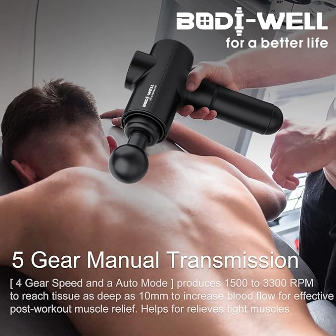 Massage Gun Deep Tissue - Back Muscle Massager w/High Torque Motor for Back Pain, Shoulder, Neck, Body, All Muscles Recover & Massage
